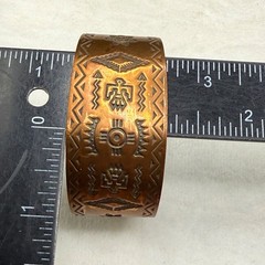 Vintage Copper Bell Trading Cuff Bracelet Western Ethnic Wide Stamped 6”
