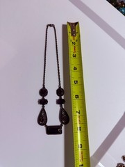 Vintage Purple Acrylic Victorian Style Necklace Gothic Retro Witchy Gunmetal