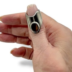 Vintage Sterling Silver Modernist Bezel Set TIGERS EYE Pinkie Ring 4.50 EUC
