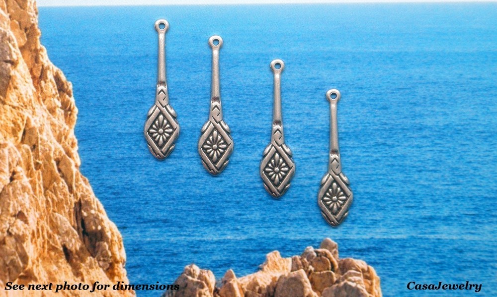 #0508 ANTIQUED .925 STERLING SILVER PLATED PENDANT/ER – 4 Pcs