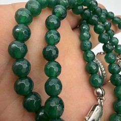 Vtg JTV Sterling Silver Green Gemstone Necklace Posibly Cyracorpse Or Green Onyx