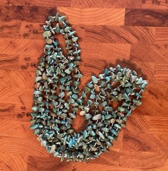 Vintage SX925 Sterling Silver Hand Knotted Turquoise Bead Long 90” Necklace