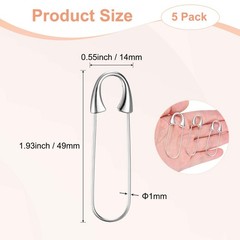 M METERXITY Safety Pin Silver Tone 1.93″