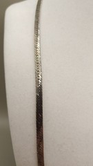 Vintage 1980s Silver Plated Herringbone Chain Necklace 24″ Fold-Over Clasp 20g