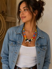 VTG Parrot Pearls / Flying Colors Ceramic Cow Necklace – Colorful 70s Statement