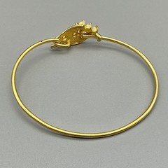 Vintage Bangle Bracelet Womens Gold Tone Rhinestone Costume Jewelry 6.5 Inch