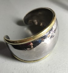 STERLING SILVER SUZANNE ST. CLAIR SIGNED CUFF BRACELET Earrings 53g Copper Trim