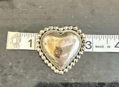 Chic Vintage 925 Sterling Silver CII Mexico Beaded Puffy Heart Brooch Old Pawn