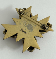 Vintage J. Crew Brooch Gold Tone Maltese Cross Brulee Crystal Clear Rhinestone