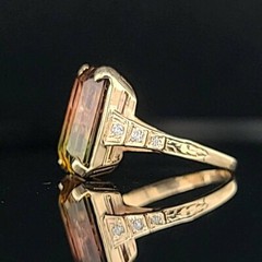 Vintage 14k Yellow Gold Engagement Ring 7.73CT. Natural Bio Tourmaline