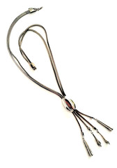 VTG Mid-Century Modern Slider Pendant Necklace, Multi-Strand Silver Omega Chain