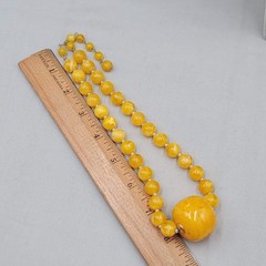 Vintage Yellow Bead Statement Bold Necklace Estate Costume Jewelry 18″ adj