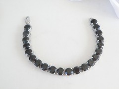 Sterling Silver 925 Natural 50tcw Black Spinel Tennis Bracelet 8″