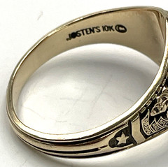 Vintage 1982 Jostens 10K Yellow Gold LC High School Class Ring Blue Stone Size 9