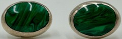 Vintage TF-26 925 Sterling Silver Malachite Earrings Made In Mexico