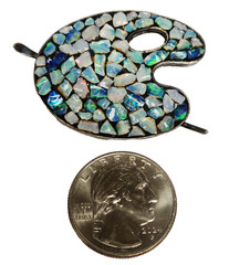 Vintage Scandia Opal Chip Sterling Silver Artist Palette Brooch Australia 1 3/4″
