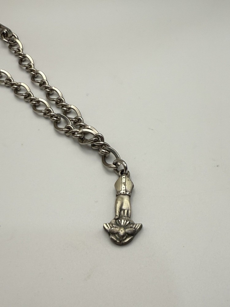 Vintage Sterling Retired Creed Victorian Style Hand Charm Bracelet Size 7.5