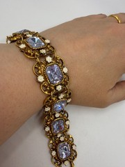 Vintage Bracelet Victorian Revival 1960s Lilac Glass Wide Panel Park Lane? PJ