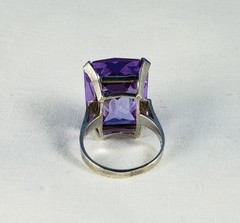 Vintage sterling silver changing color pink lilac stone cocktail ring sz 7.25