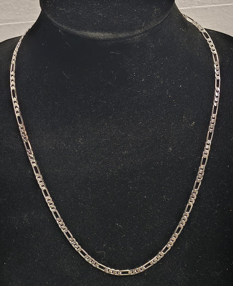 5mm 24in 14k White Gold Plated Italian Figaro Necklace