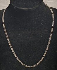 5mm 24in 14k White Gold Plated Italian Figaro Necklace