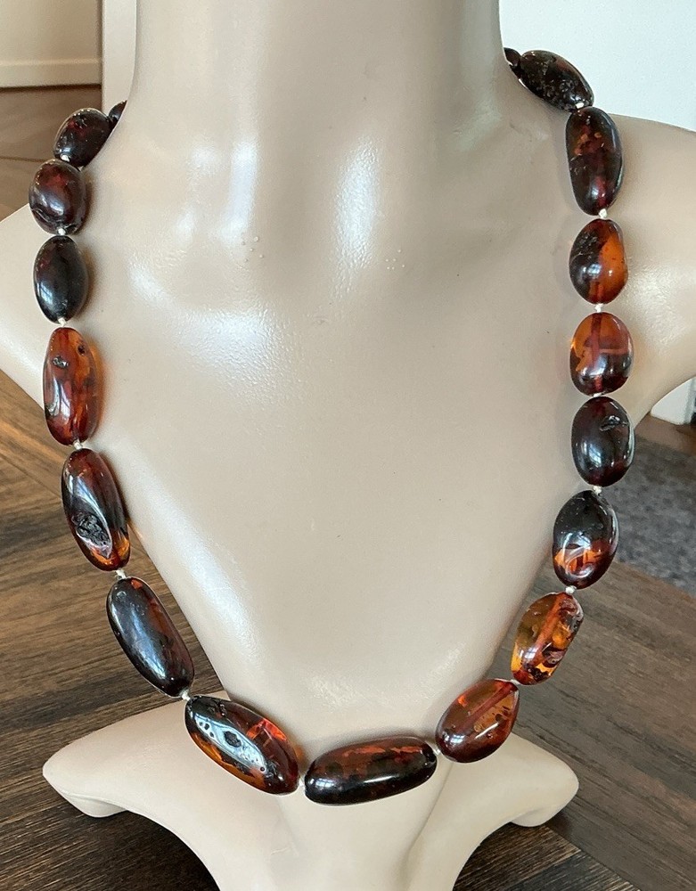 Natural Baltic Cherry Amber Graduated Bead Necklace 23” 60g Vienna Estate