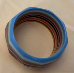 Vintage 1990s Layered Striped Colorful Designer Bangle Bracelet