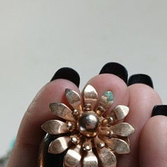 Vintage Signed Barclay Clip On Earrings Floral Flowers Sun Sunburst