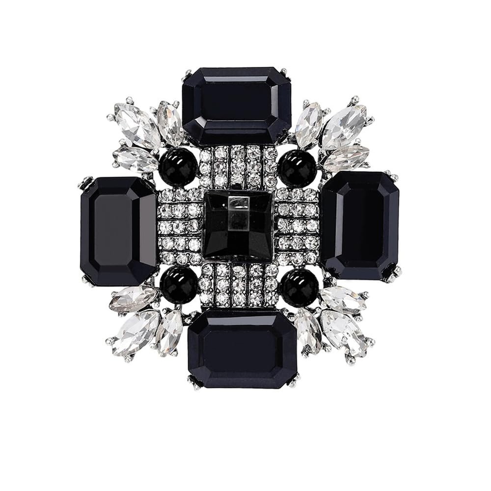 Baroque Rhinestone Brooch Pin for Women Men Vintage Rectangle Crystal Round B…