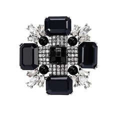 Baroque Rhinestone Brooch Pin for Women Men Vintage Rectangle Crystal Round B…