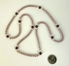 Vintage 90s Purple Lavender Crystal faceted Beaded Necklace 29 in SPARKLING!