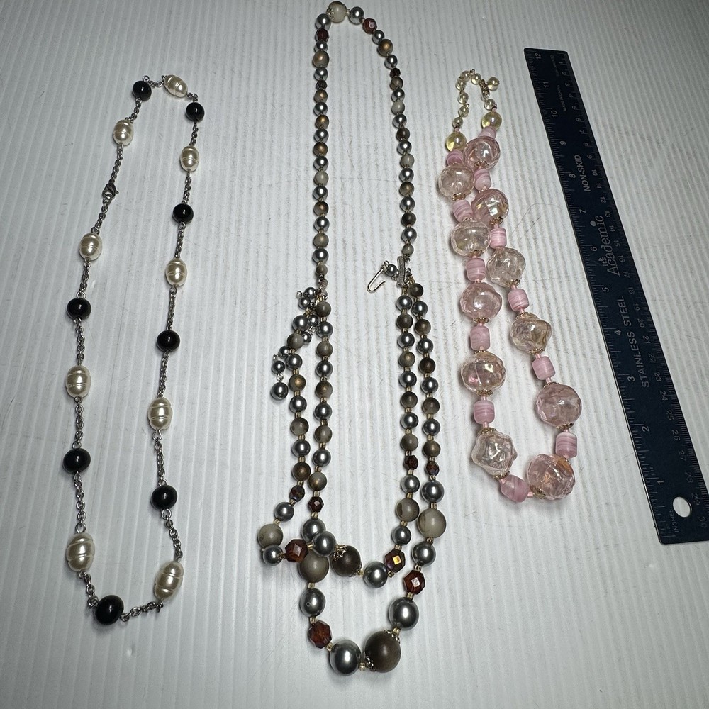 3pcs VTG Costume Jewelry Necklaces Lot #10 1970’s & 1980’s