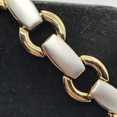 Vintage 2 Tone Matte SIlver & Gold Designer Look Bracelet sz 6.75″