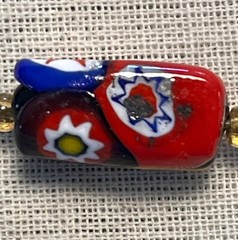 Rare Vtg Colorful Murano Millefiori Rectangular 5/8″ Bead Necklace Almost 23″L