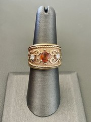 10KT Yellow Gold 0.80CT Citrine & 0.25CTW Diamond Ring. Size 7(B42)