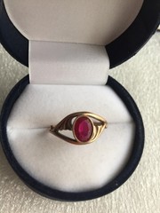 Rings silver 875 red tourmaline lab Russian Soviet Silver vintage USSR old