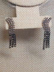 Vintage Pink Rhinestone Dangle Earrings Waterfall Fringe 1950s 1970s Costume