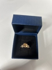 Vintage Orange Cubic Zirconia Ring Gold Plated Womens Size 5