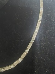 VINTAGE TENNIS BRILLIANT STERLING SILVER 925 LINK NECKLACE 16.25″ SPARKLES