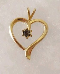 Vtg 2 Now Lot of Heart Pendants/Charms sum w Rhinestones Gold-tone/Silver-tone