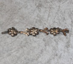 Vintage 1930s Bracelet Gold Wash Sterling Silver Flowers w Faceted Purple Stones