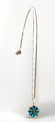 Vintage Zuni Native American Sterling Silver Flower Pendant Necklace 15″ Long