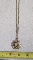 Antique Karu Arke Gold Tone Necklace with Black Enamel and Rhinestone Accents