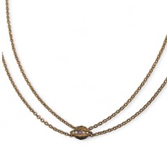 Opal Gold filled Fob Nouveau Slide Necklace 25.25” 1.9mm Chain Gf victorian 9.1g