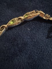 Bogoff Necklace Choker Rhinestone Silver Tone 15.5 in Length Lime Green F
