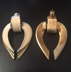 Best DoorKnocker Earrings With Creamy Beige And Gold Tone