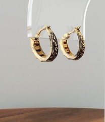 Ross Simons 925 CZ Hoop Earring 0.75in Sterling Silver 4gtw Gold Vermeil Channel
