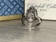 Vintage Avon Chesterfield Collection Ring Deco Style Silvertone Size 7