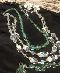 Vendome Jewelry Set, 2 Necklaces, Australian Crystal, Earrings, Bracelet, Green