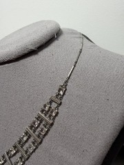Delicate 1920s Art Deco Platinon Crystal Drop Necklace